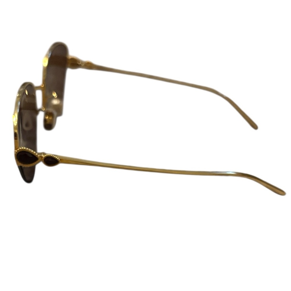 Boucheron Gold Frame brown cat eye Sunglasses w/ case, dust bag & original box - Picture 4 of 10